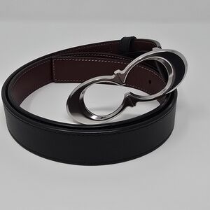 COACH Leather Black Belt with Silver Buckle